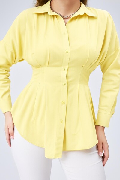 EMMAS CLOTHİNG Női deréküléses redőzött sárga ing