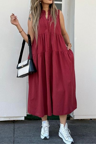 Suzi ROCHIE CĂMAȘĂ MAXI CU GULER PLEAT 1638