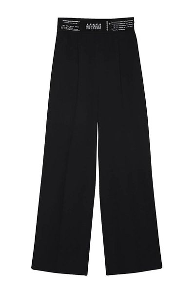 Quzu Elastic Waist Palazzo Trousers Black