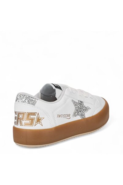 Tuğba Ortopedi 023 Tenis pentru fete, alb, argintiu, cu stea