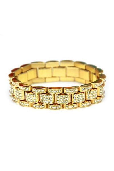 xUPING Bracelet iced out, zirconia stones, gold plated 18K, 20 cm, gold color