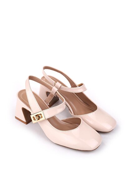 Papuçsepeti Papuç Sepeti 3002 Pantofi de damă din piele lacuită cu toc de 6 cm