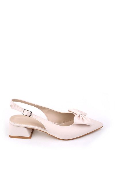Papuçsepeti Shoe Basket Mr150 Women's Bow 4.5 cm Heeled Shoes