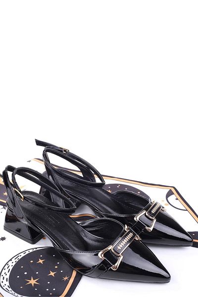Papuçsepeti Shoe Basket 865 Women's Patent Leather Classic Heeled Shoes