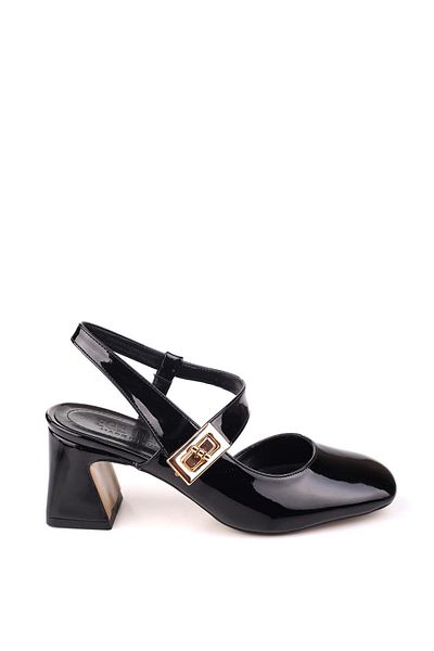 Papuçsepeti Shoe Basket 3002 Women's 6 cm Heeled Patent Leather Shoes