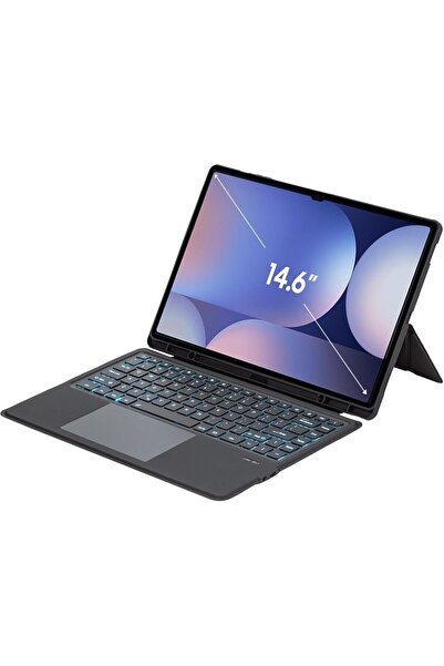 Fogy Galaxy Tab S10 Ultra 14.6 inç SM-X920 ile Uyumlu Mag Touchpad Blutooth Işıklı Standlı Klavyeli Kılıf