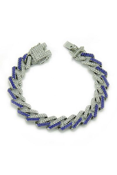 xUPING Bratara Cuban Chain culoare dubla, placat cu aur 18K, pietre zirconiu