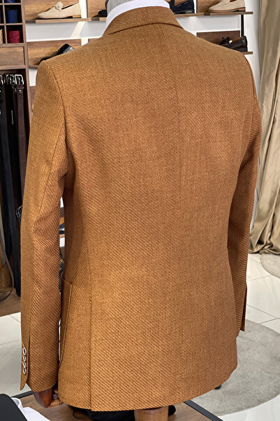 NAZEF Slim Fit High Quality Pointed Collar Pocket Camel Jacket