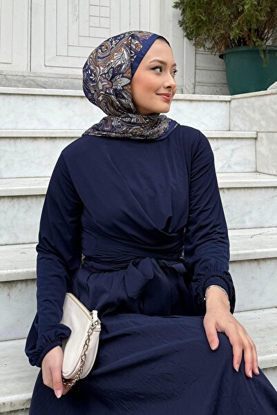 Modaensarbutik Çift Drapeli Bluz-LACİVERT