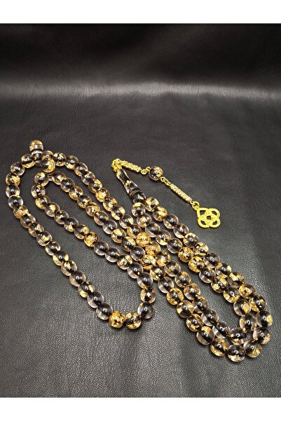 Han Ticarethane Black Color Gold Leafed 99 Aircraft Glass Prayer Beads