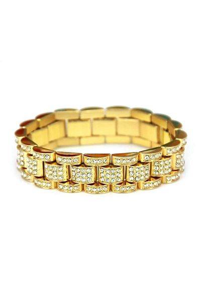 xUPING Bracelet iced out, zirconia stones, gold plated 18K, 20 cm, gold color