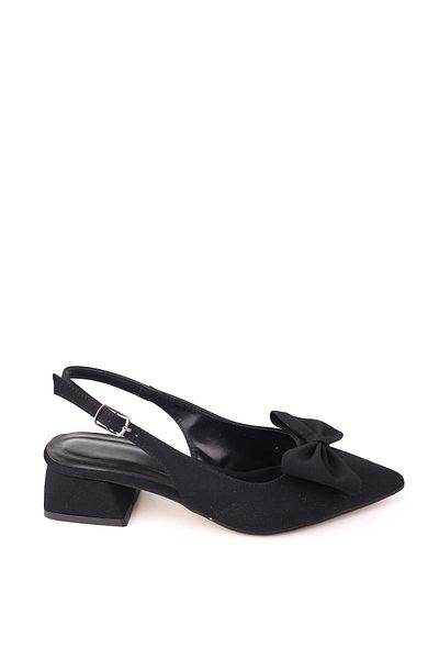 Papuçsepeti Shoe Basket Mr150 Women's Bow 4.5 cm Heeled Shoes