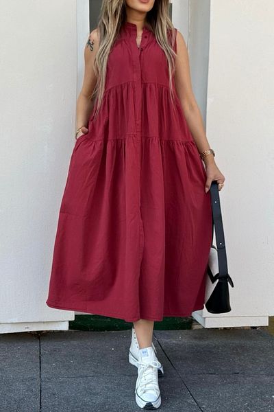 Suzi ROCHIE CĂMAȘĂ MAXI CU GULER PLEAT 1638