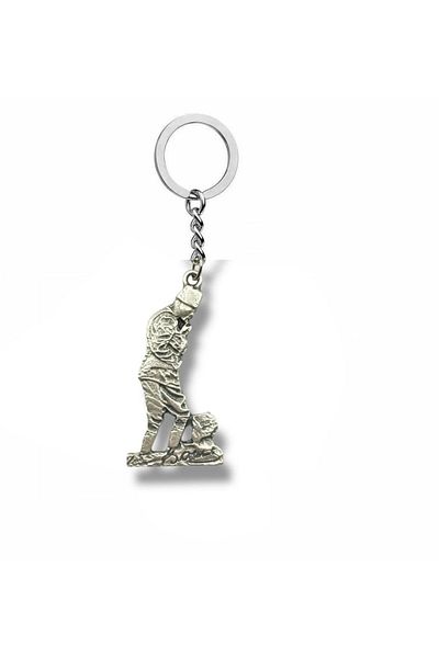 Herşey Nota Metal Keychain with Atatürk Statue and Signature Figure – Silver Color Unisex Accessory