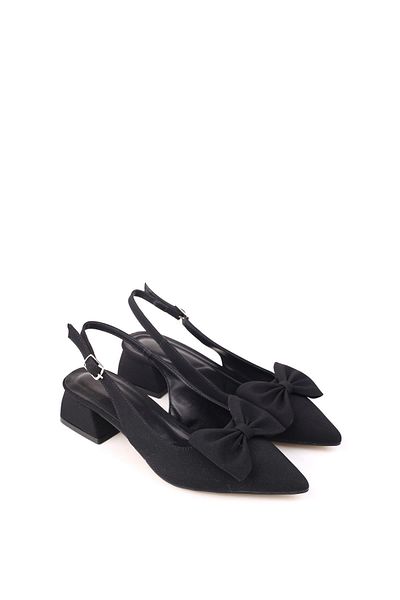 Papuçsepeti Shoe Basket Mr150 Women's Bow 4.5 cm Heeled Shoes