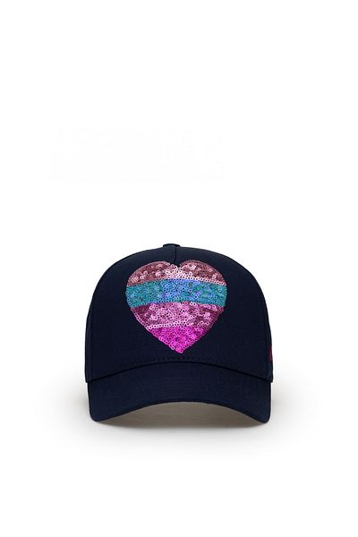 U.S. Polo Assn. Girl's Navy Blue Sequin Heart Embroidered Hat 50312315-Vr033