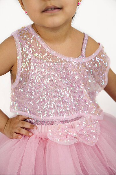 DUCA KIDS Parıltılı İp Askılı Çıtçıtlı Kız Body Kabarık Tütü Etek Pullu Tül Crop 3lü Set