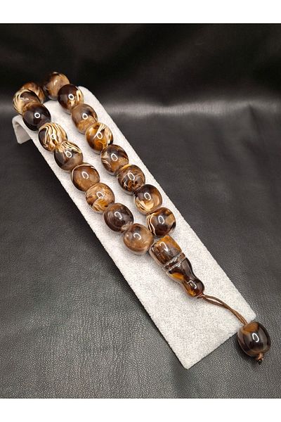 Han Ticarethane Custom Luxury Model Mascot Powder Amber Prayer Beads in Coffee Tones