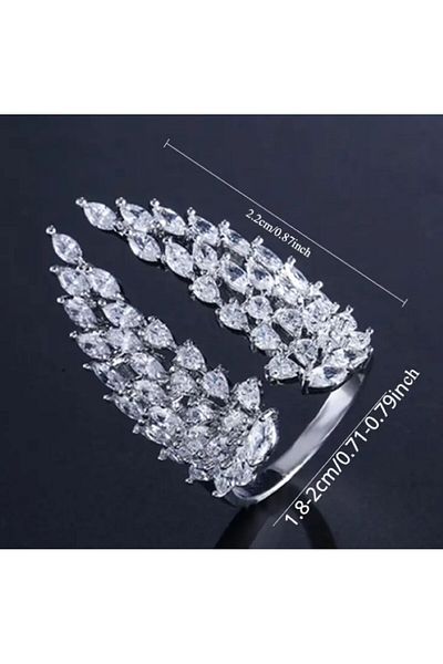 Dgt Luxury Zircon Detailed, Winged, Cuff Ring
