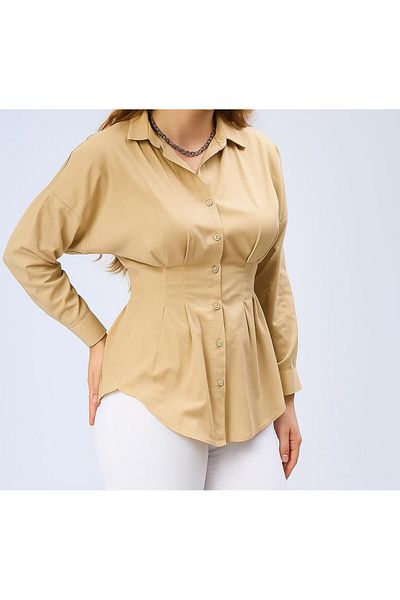 EMMAS CLOTHİNG Cămașă Camel plisată pentru femei