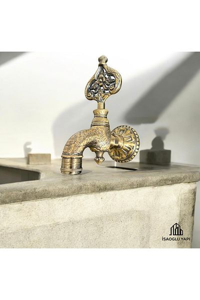 İSAOĞLU YAPI صنبور حمام كورنا ذهبي عتيق بتصميم عتيق مصنوع خصيصًا لصنبور الحمام العثماني العتيق