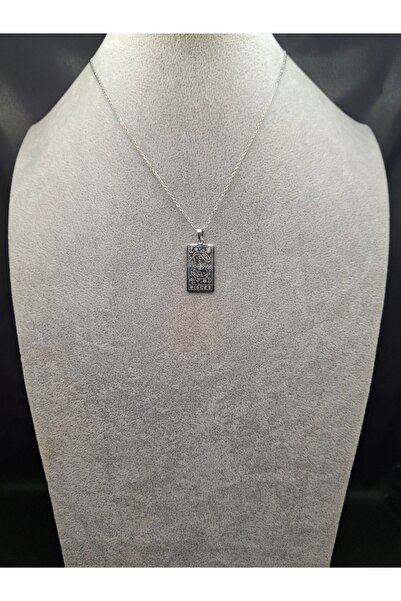 Han Ticarethane قلادة فضية اللون على شكل بطاقة تاروت من الفولاذ برج الحوت