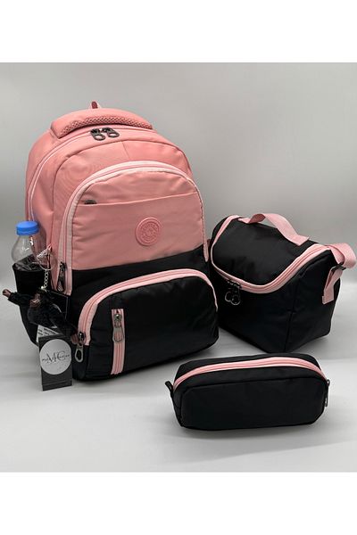 MegiHero First School Bag Set of 3 Unisex Children's Primary School Bag Mtc-8010 Powder-Black