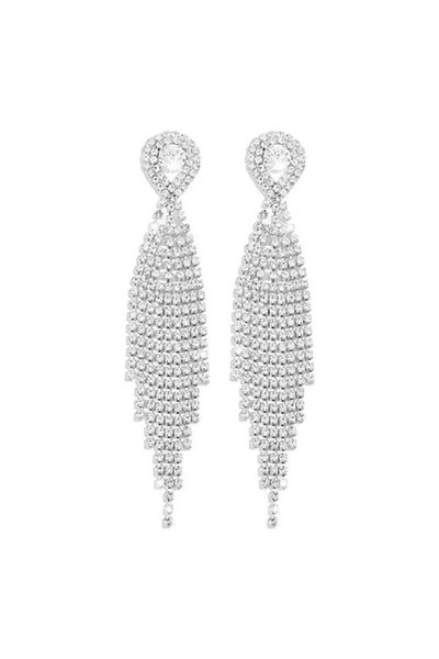 Tessero Cercei lungi de damă, design elegant, pietre de zirconiu, placați cu aur de 18K, argint