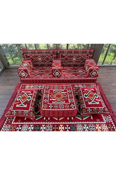 mdhomecarpet Şark Köşesi Takımı %100 Yerli Üretim | Özel Dokuma Kumaş | 10 cm Çökmeyen Sünger Minder