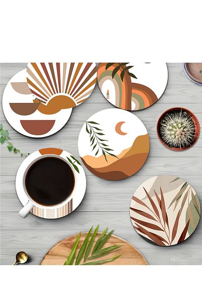 kutuTR Bohemian Touch – Mdf Coaster Set (Piece of 6) Brd-014