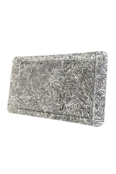 Generic Luxury silver and grey wave glass serving plate, made in Turkey (32.5 cm * 53 cm * 6 mm) - for the elegance of your tables