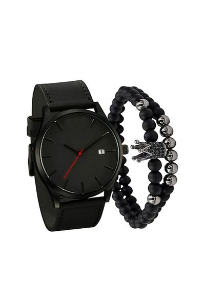 Tessero Gift Set: Analog Watch and Two Bracelets with Crown Design and Zirconium Stones, Quartz Mechanism, N