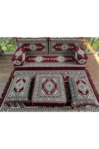 mdhomecarpet Şark Köşesi Takımı %100 Yerli Üretim | Özel Dokuma Kumaş | 10 cm Çökmeyen Sünger Minder