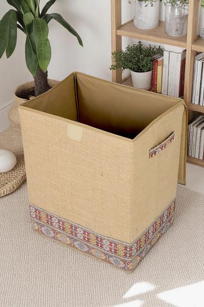 İronika Jute Garni Detailed Box Closet Organizer Toy Items Laundry Storage Box Organizer