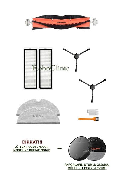 Roboclinic Xiaomi Mi Vacuum Mop 2 Pro Plus Robot Vacuum Cleaner Compatible Brush, Hepa Filter, Mop Set - 9 Pieces
