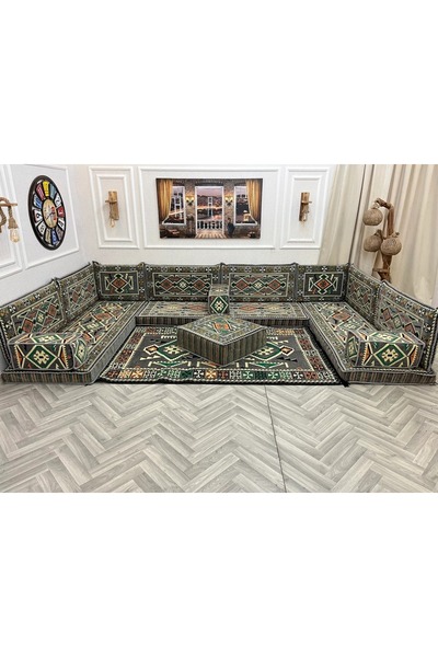 mdhomecarpet Şark Köşesi Takımı %100 Yerli Üretim | Özel Dokuma Kumaş | 10 cm...