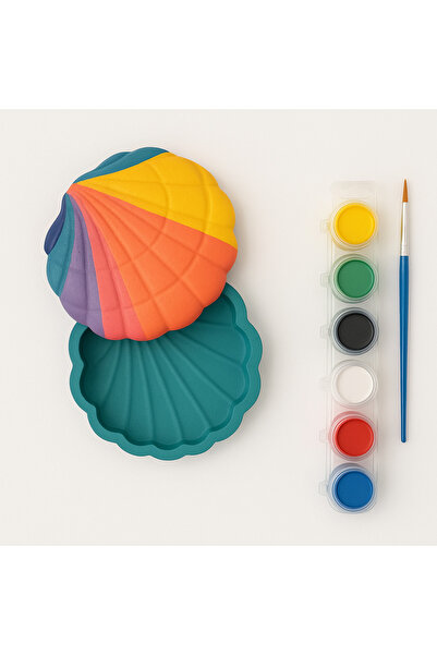 Genel Markalar 🐚 Deniz Kabuğu Desenli Takı Tabağı Boyama Seti | 6 Renk Akril...