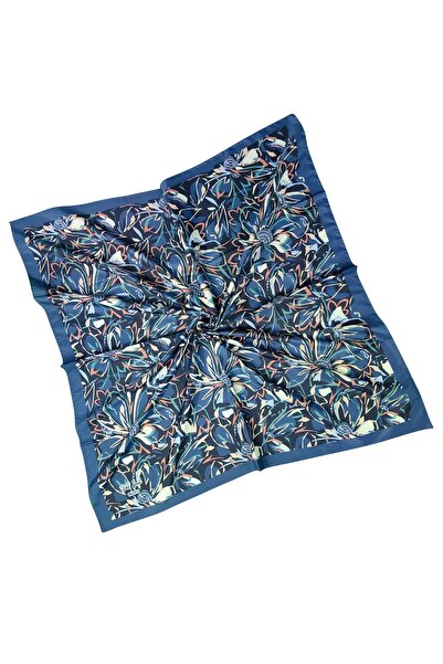 mim eşarp Vav Silk Γυναικείο Μικρο Τυλιγμένο Φουλάρι με λουλουδάτο σχέδιο