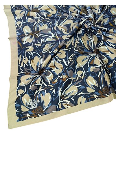 mim eşarp Vav Silk Γυναικείο Μικρο Τυλιγμένο Φουλάρι με λουλουδάτο σχέδιο