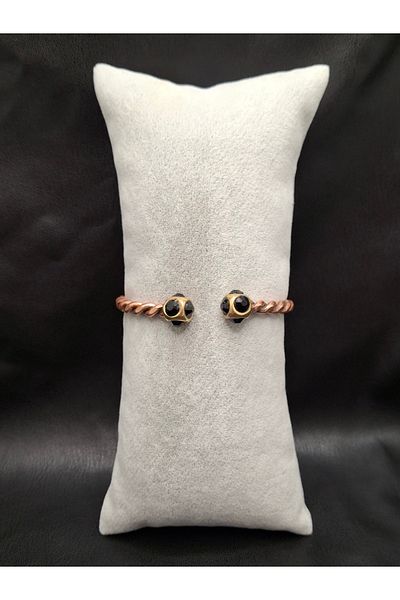 Han Ticarethane Auger Model Tip Black Stone Pure Copper Bracelet