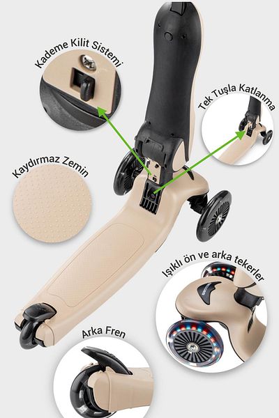 Wellgro Easy Go Scooter with Seat and Light, Brown