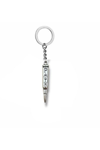 Herşey Nota Poh Written Bullet Metal Keychain – Silver Color Unisex Accessory