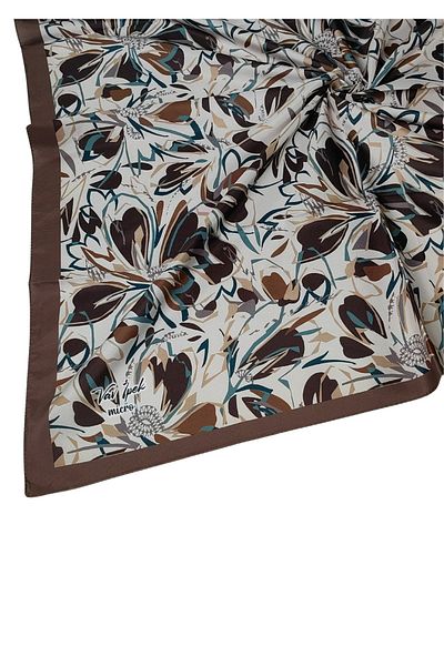 mim eşarp Vav Silk Γυναικείο Μικρο Τυλιγμένο Φουλάρι με λουλουδάτο σχέδιο