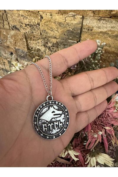Herşey Nota Bozkurt Turkish Figured Necklace – Silver Color Unisex Metal Jewelry