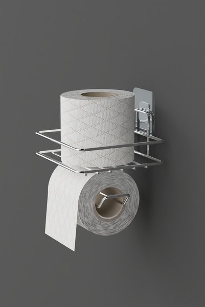 Hill Homes Adhesive Toilet Roll Holder Mount Hanger Silver Gray Chrome Metal Toilet Paper Holder