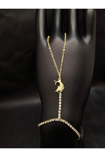 Han Ticarethane Gold Color Stone Waterway Model Steel Shahmeran with Fish Detail