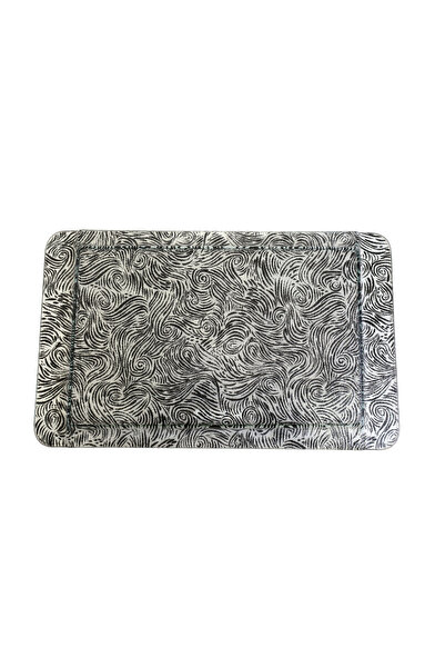 Generic Luxury silver and grey wave glass serving plate, made in Turkey (32.5 cm * 53 cm * 6 mm) - for the elegance of your tables