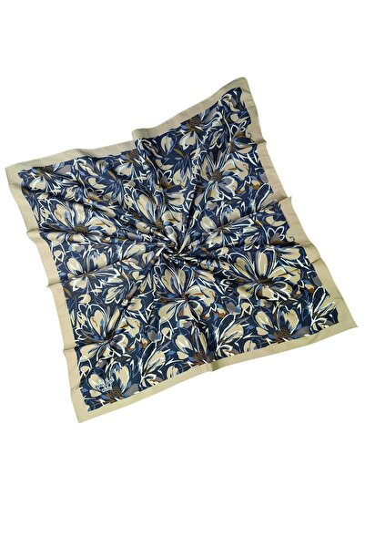 mim eşarp Vav Silk Γυναικείο Μικρο Τυλιγμένο Φουλάρι με λουλουδάτο σχέδιο