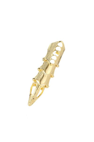 Tessero Inel articulat pentru tot degetul, model armura metalica, marime universala, unisex, Tessero, auriu