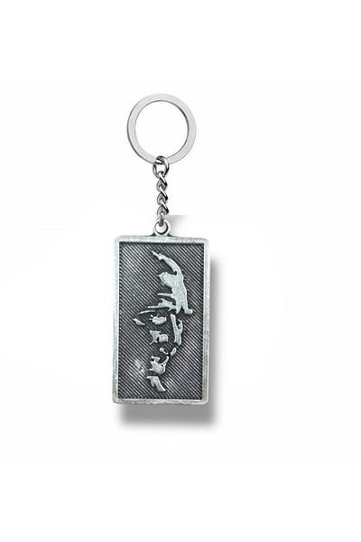 Herşey Nota Ataturk Silhouette Metal Keychain – Silver Color Unisex Accessory